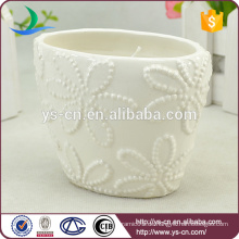 Blumen-Design Weiße Keramik Kerze Inhaber Großhandel